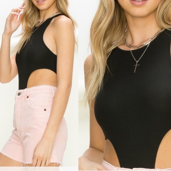 2 Pack! Black and Khaki High leg cut out bodysuits - Picture 4 of 4